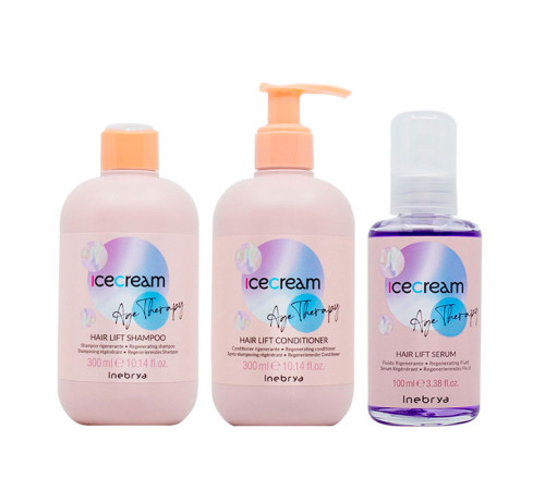 Набор Inebrya Ice Cream Age Therapy Hair Lift TRIO шампунь, кондиционер, сыворотка для восстановления волос, 2х300/100 мл