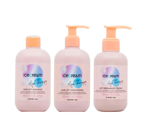Набор Inebrya Ice Cream Age Therapy Hair Lift TRIO шампунь, кондиционер, крем для восстановления волос, 2х300/100 мл