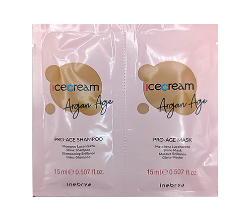 Набір Inebrya Argan Oil Pro-Age DUO з аргановим маслом для фарбованого волосся шампунь та маска, саше 2x15 мл