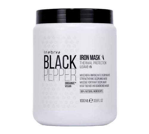 Зміцнювальна маска для неслухняного волосся Inebrya Black Pepper Iron Mask, 1000 мл