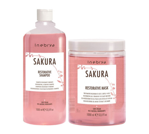 Набір Inebrya Sakura Restorative регенеруючі зволожуючі шампунь і маска