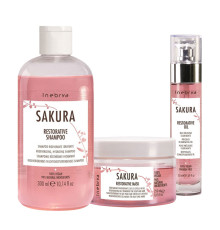 Набір Inebrya Sakura Restorative регенеруючі зволожуючі шампунь, маска та олія (300+200+50 мл)
