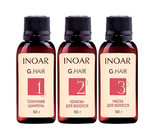 Набір Inoar G.Hair Premium для кератинового випрямлення волосся, 3х50 г (розлив)