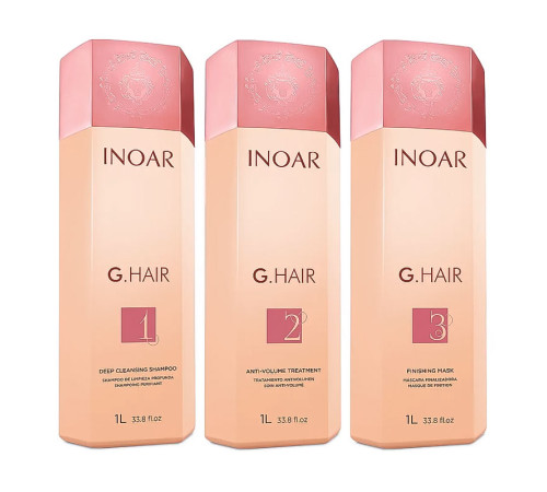 Набір Inoar G.Hair Premium для кератинового випрямлення волосся, 3х1000 мл (заводські)