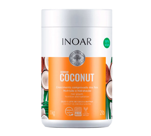 Мaска для волосся Inoar Bombar Coconut, 1000 мл (заводська)