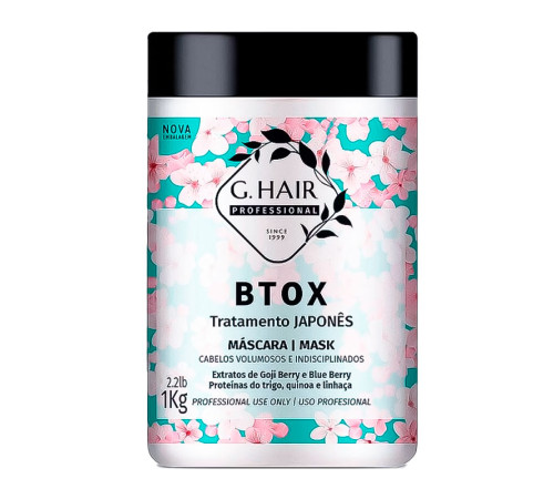 Холодний ботoкс Inoar G.Hair B-tox Japones Tratamento Mask для відновлення волосся, 1000 мл (заводська)