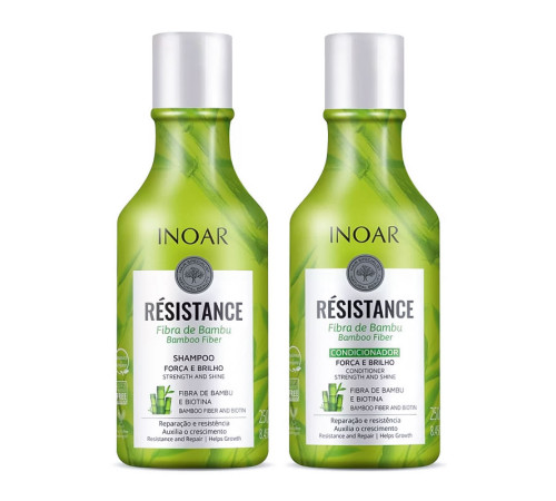 Набор Inoar Resistance Fibra de Bamboo Бамбук шампунь и кондиционер для волос, 2x250 мл