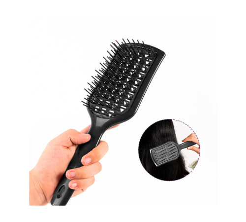 Продувна щітка-браш Janeke Vent Detangling Brush для розплутування та сушіння волосся широка чорна