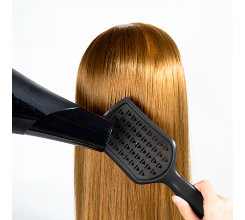 Продувна щітка-браш Janeke Vent Detangling Brush для розплутування та сушіння волосся широка чорна