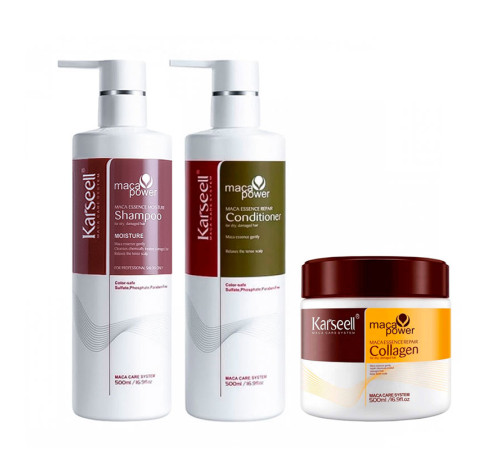 Набір Karseell Мaca Essence Repair TRIO шампунь, кондицонер і маска для сухого і пошкодженого волосся, 3х500 мл