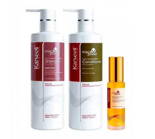 Набір Karseell Мaca Essence Repair TRIO шампунь, кондиціонер, олійка для пошкодженого волосся, 500/500/50 мл 