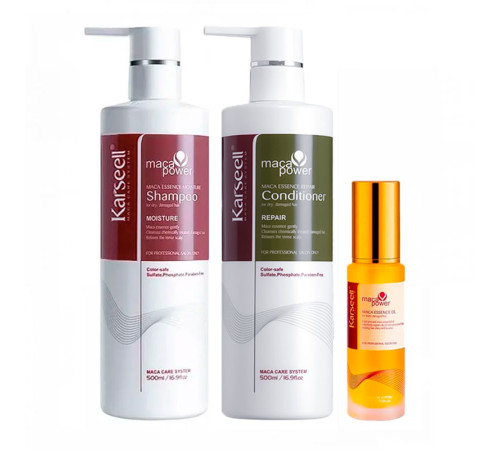 Набір Karseell Мaca Essence Repair TRIO шампунь, кондиціонер, олійка для пошкодженого волосся, 500/500/50 мл 