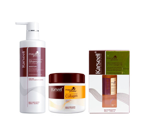 Набір Karseell Мaca Essence Repair TRIO шампунь, маска та олійка для пошкодженого волосся, 500/500/50 мл