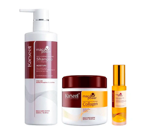 Набір Karseell Мaca Essence Repair TRIO шампунь, маска та олійка для пошкодженого волосся, 500/500/50 мл