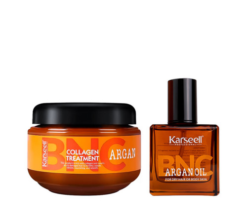 Набір Karseell BNC Argan DUO-1 колагенова маска і арганова олійка для пошкодженого волосся, 550/60 мл