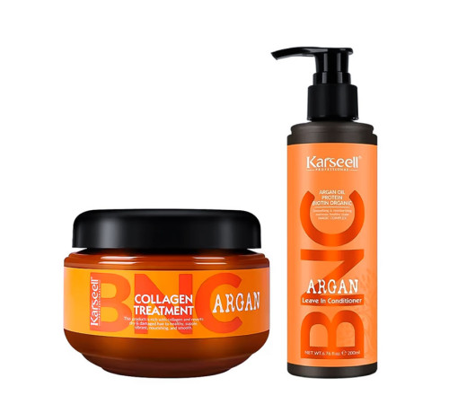 Набір Karseell BNC Argan DUO-2 колагенова маска і крем-кондиціонер для пошкодженого волосся, 550/200 мл 