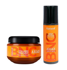 Набір Karseell BNC Argan DUO-3 колагенова маска і незмивний спрей для пошкодженого волосся, 550/200 мл