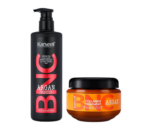 Набір Karseell BNC Argan DUO-4 живильний шампунь і колагенова маска для пошкодженого волосся, 500/550 мл