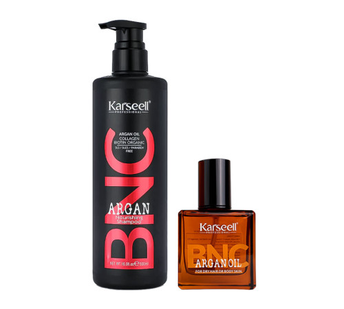 Набір Karseell BNC Argan DUO-5 живильний шампунь і арганова олійка для пошкодженого волосся, 500/60 мл