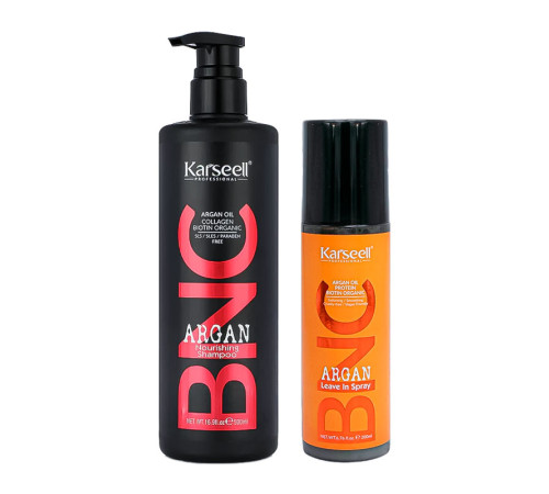 Набір Karseell BNC Argan DUO-7 живильний шампунь і незмивний спрей для пошкодженого волосся, 500/200 мл