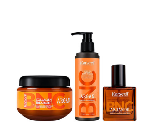 Набір Karseell BNC Argan TRIO-1 колагенова маска, кондиціонер і арганова олійка для волосся, 550//200/60 мл