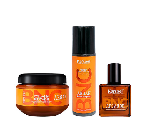 Набор Karseell BNC Argan TRIO-2 коллагеновая маска, спрей и аргановое масло для волос, 550/200/60 мл