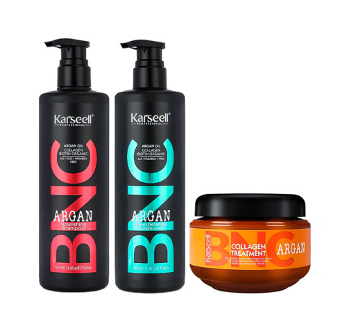 Набір Karseell BNC Argan TRIO-3 живильний шампунь, кондиціонер і колагенова маска для волосся, 500//500/550 мл
