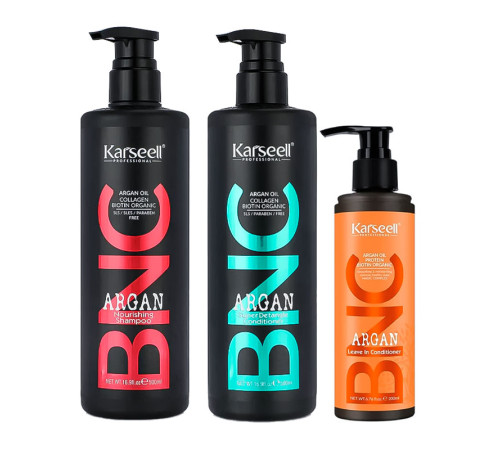 Набір Karseell BNC Argan TRIO-5 живильний шампунь, кондиціонер і крем-кондиціонер для волосся, 500//500/200 мл