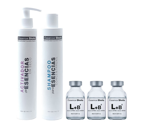 Набор KV-1 Essence Shots L+B² Hair Botox для процедуры холодного ботокса (активатор 250 мл, шампунь 250 мл, ботокс 3х20 мл)