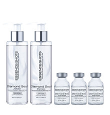 Набір KV-1 Essence Shots Diamond Soul для процедури холодного поновлення волосся (активатор 250 мл, шампунь 250 мл, ботокс 3х20 мл)