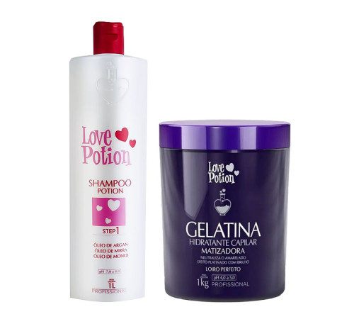 Набор Love Potion Gelаtina Matizаdora шампунь и коллаген для волос, 2х1000 мл (заводские)