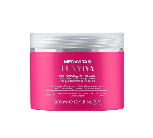 Кондиціонуюча маска Medavita Luxviva Post Color Mask для фарбованого волосся (кислий p.H 2,8), 500 мл