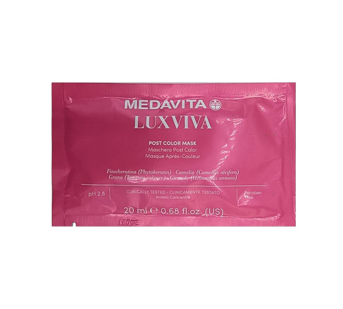Кондиціонуюча маска Medavita Luxviva Post Color Mask для фарбованого волосся (кислий p.H 2,8), 20 мл (саше) 