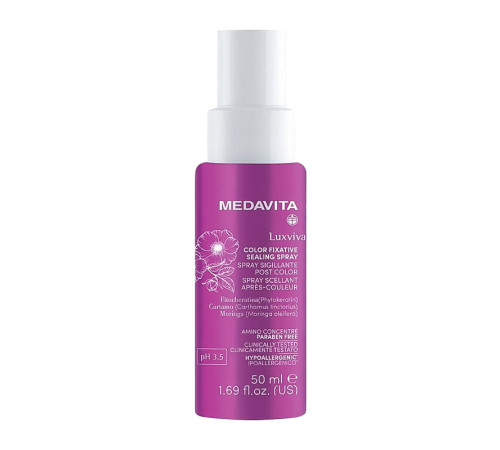Спрей Medavita Luxviva Color Fixative Sealing Spray для захисту та блиску фарбованого волосся, 50 мл