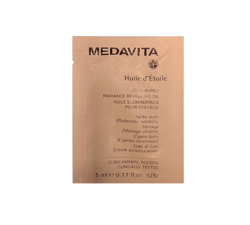 Захисна золота олія Medavita Huile d'Etoile Revealing Oil для сяйва та шовковистості волосся, саше 5 мл