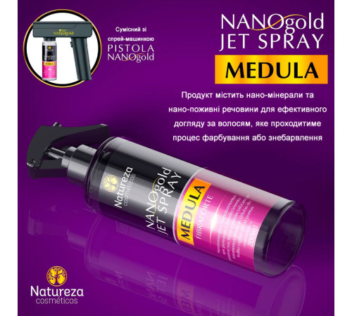 Наноспрей для реконструкції волосся Natureza Nano Gold Jet Spray Medula, 200 мл (заводська)