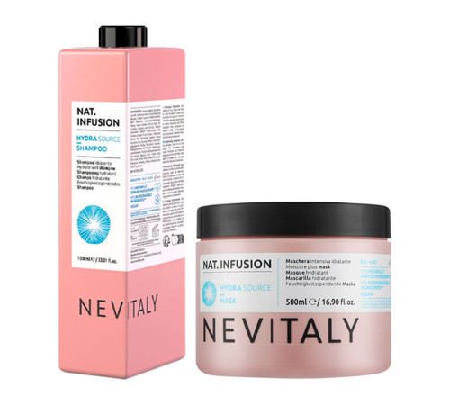 Набор Nevitaly Duo Nat. Infusion Hydra Source шампунь и маска для увлажнения сухих волос, 1000/500 мл