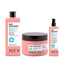 Набор Nevitaly TRIO Nat. Infusion Hydra Source шампунь, маска і спрей для зволоження сухого волосся, 250/250/150 мл
