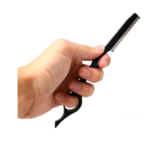 Філірувальна небезпечна бритва Barber Razor в наборі з лезом упор під палець чорна