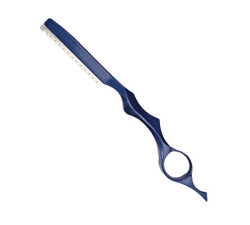 Филировочная опасная бритва Barber Razor в наборе с лезвием упор под палец синяя