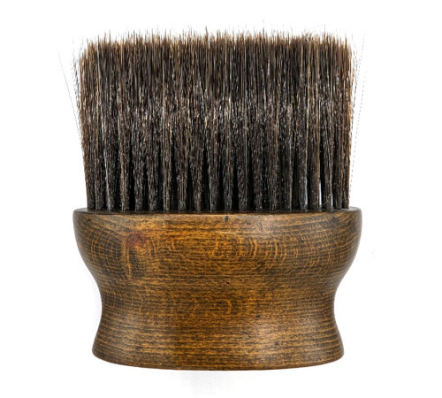 Щітка-змітка волосся з шиї після стрижки Barber-5 для перукаря барбера овал дерев'яна ручка натуральна щетина  12х13.5 см