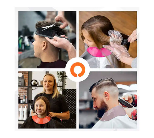 Комір-обтяжувач милькоуп Happy Hair перукарський для стрижки для пеньюара круглий силіконовий бузковий