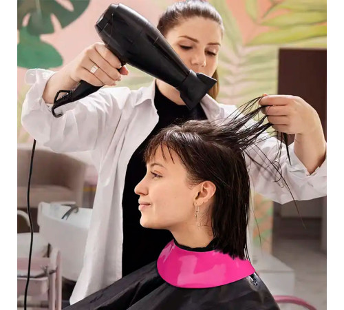 Комір-обтяжувач милькоуп Happy Hair перукарський для стрижки для пеньюара круглий силіконовий бузковий