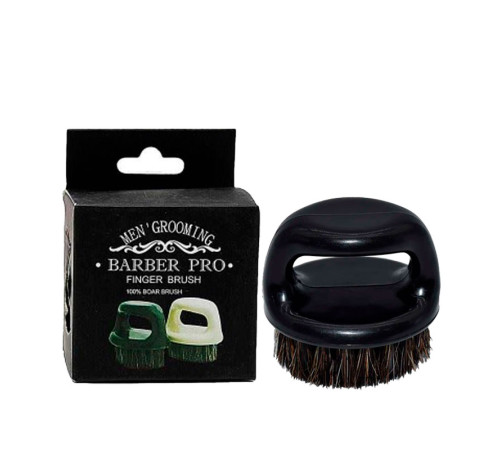 Щітка для фейду, бороди кастет Barber Finger Brush для барбера, перукаря кругла чорна