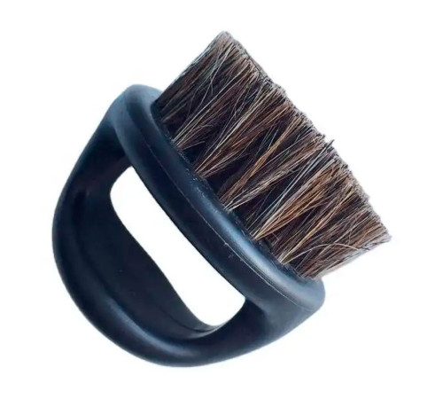 Щітка для фейду, бороди кастет Barber Finger Brush для барбера, перукаря кругла чорна