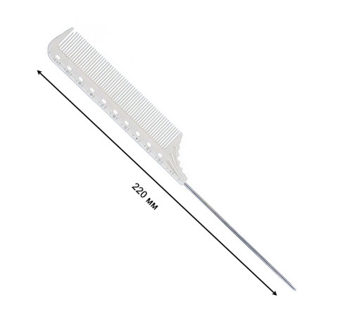 Расческа для волос Dr.Tsang Japan Comb G02 с металлическим хвостиком и разметкой, 220 мм белая