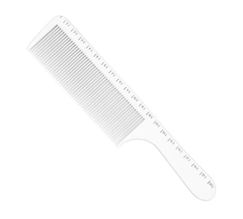 Гребінець для стрижки волосся Dr.Tsang Japan Comb G30 з ручкою та розміткою, 220 мм білий