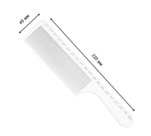 Гребінець для стрижки волосся Dr.Tsang Japan Comb G30 з ручкою та розміткою, 220 мм білий