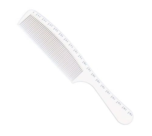 Гребінець для стрижки волосся Dr.Tsang Japan Comb G15 з ручкою та розміткою, 215 мм білий