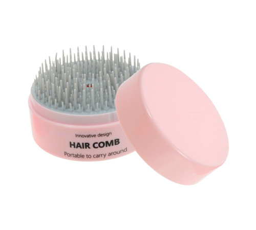 Компактний гребінець-масажер для волосся Pocket Hair Brush кишеньковий круглий рожевий